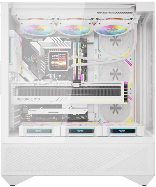 „Darkflash DY460“ kompiuterio korpusas (Baltas) + 4 ARGB ventiliatoriai
