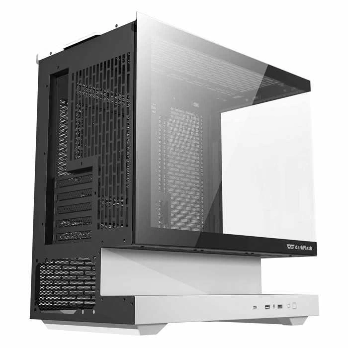 „Darkflash F1“ kompiuterio korpusas (Baltas) + 6 ARGB ventiliatoriai