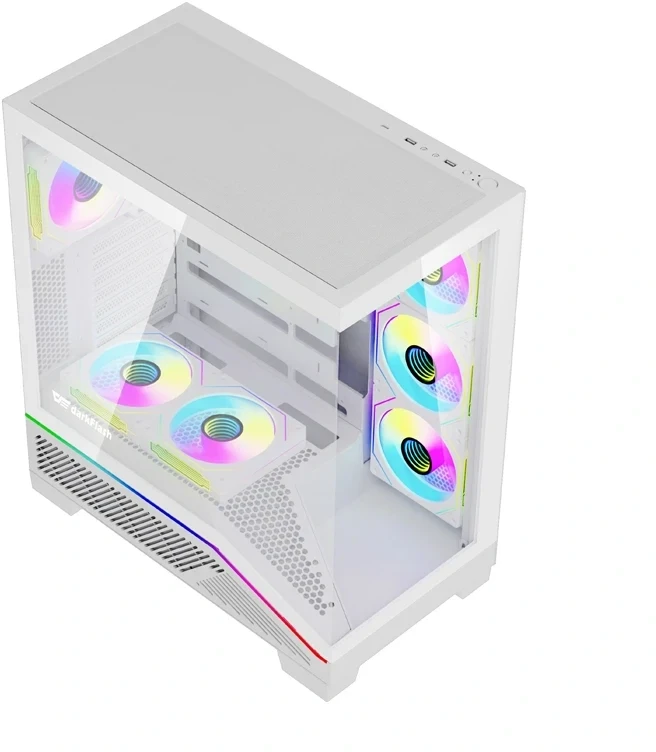 Kompiuterio Korpusas - DarkFlash K430 | ATX | 6 Ventiliatoriai | USB-C | Balta
