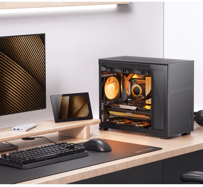 Jonsbo D31 MESH Micro-ATX kompiuterio korpusas, Tempered Glass – juodos spalvos