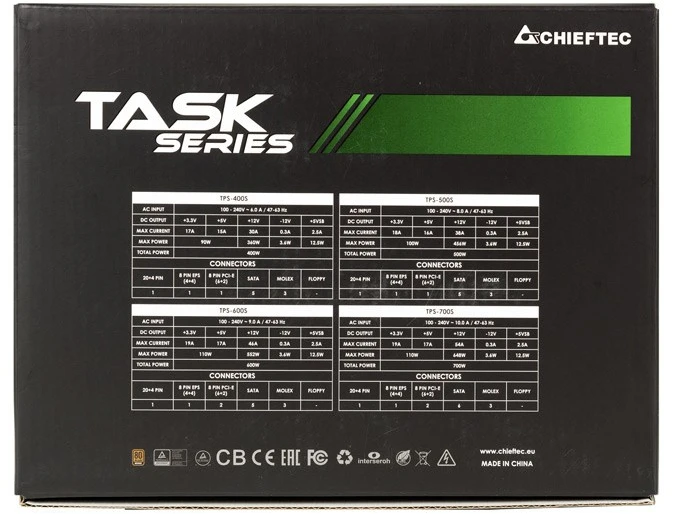 Kompiuterio maitinimo šaltinis - Chieftec Task TPS-700S 700W 80 PLUS Bronza ATX Juodas