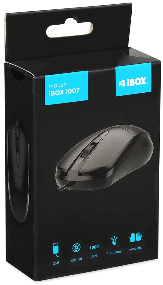 iBOX i007 su laidu optinė pelė, juodas