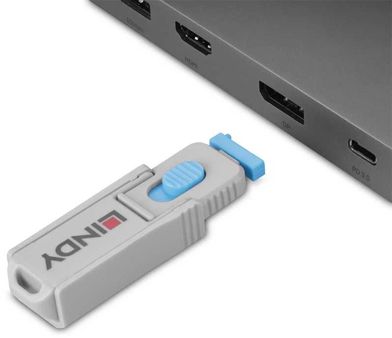 Kompiuterio priedas - LINDY DisplayPort prievado blokavimo raktų rinkinys 4 vnt. mėlynas