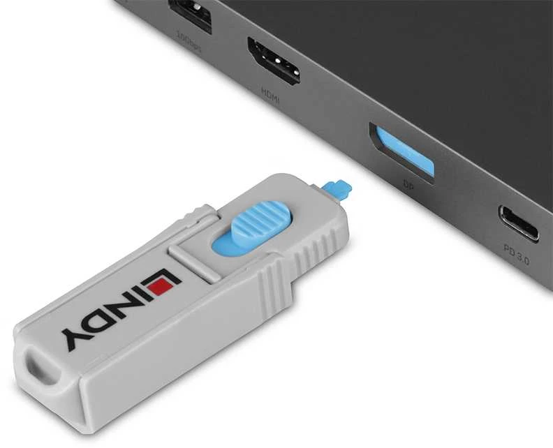 Kompiuterio priedas - LINDY DisplayPort prievado blokavimo raktų rinkinys 4 vnt. mėlynas