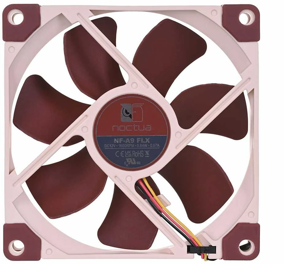 Noctua NF-A9 FLX computer cooling system Kompiuterio dėklas Fan 9.2 cm rusvai gelsvas, Brown