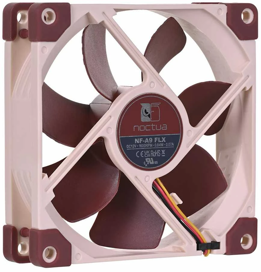 Noctua NF-A9 FLX computer cooling system Kompiuterio dėklas Fan 9.2 cm rusvai gelsvas, Brown