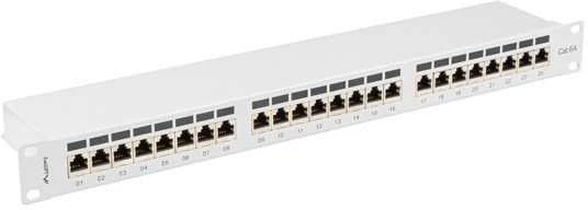 LANBERG patch panel 24 port 1U kat.6A FTP pilkas