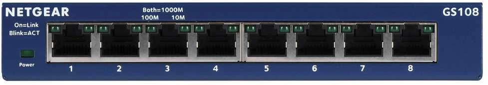 Šakotuvas Netatmo Netgear Switch GS108GE Nevaldomas, Stalinis kompiuteris, 1 Gbps (RJ-45) jungtys kiekis 8, Maitinimo tipas Išorinis