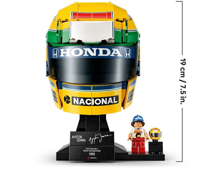 Konstravimo rinkinys - LEGO Editions 43024 Ayrton Senna Helmet, 931 detalė, ekspozicinis modelis, 190 × 130 × 130 mm, 1 minifigūrėlė