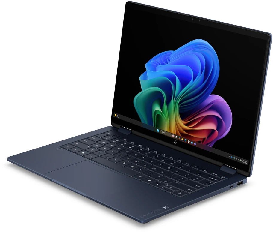 Nešiojamas kompiuteris HP OmniBook X Flip x360 NG AI 14-kc0008nnx - Ryzen AI 5 430, 16GB LPDDR5X 8000 on-board, 1TB, Touch/14.0 3K (2880x1800) OLED Brightview LBL, Athmospheric Mėlyna - 5MP IR TNR, Not Included 65W AC Adapteris, Win 11 Home, 1 metai