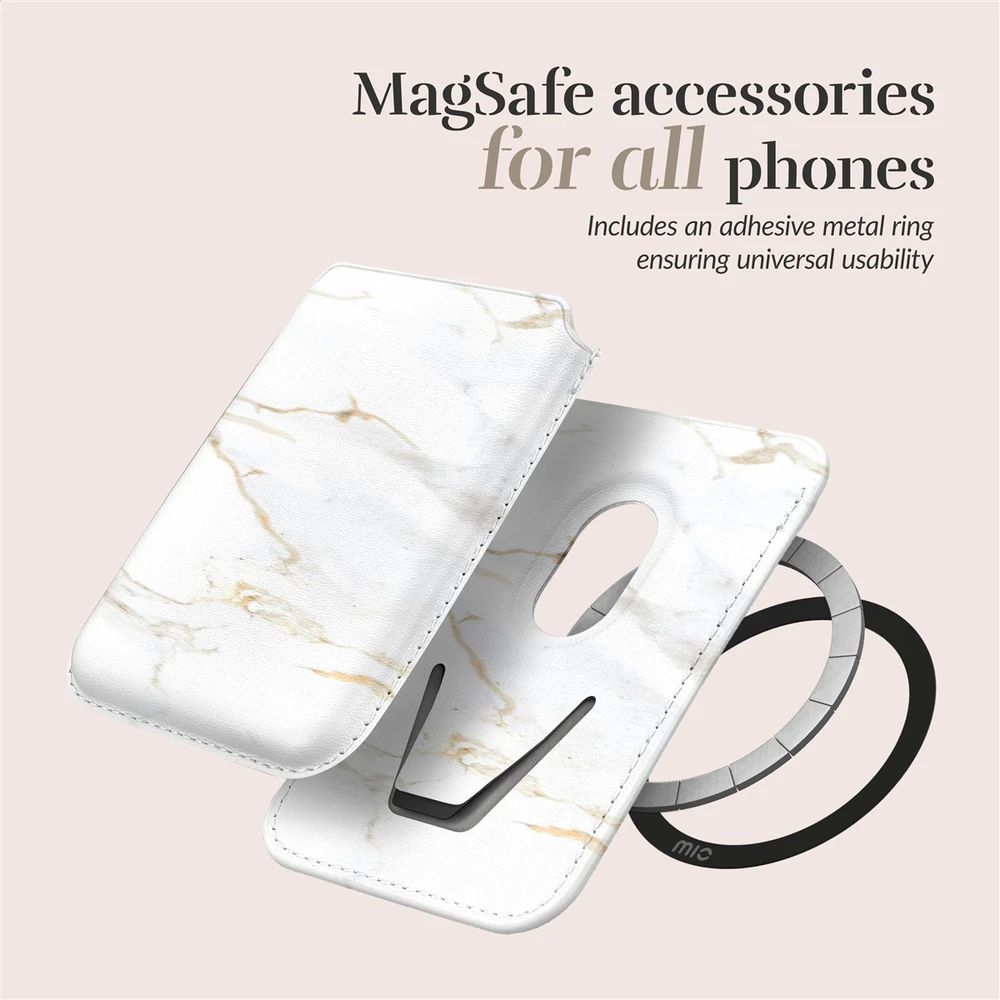 Dėklas MIO Baltas Marble Magsafe Case Compatible Card Holder