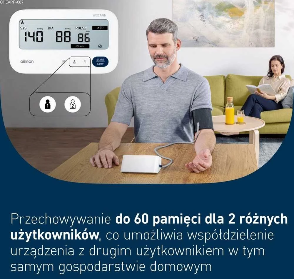 OMRON M3 COMFORT AFIB kraujospūdžio matuoklis + maitinimo šaltinis