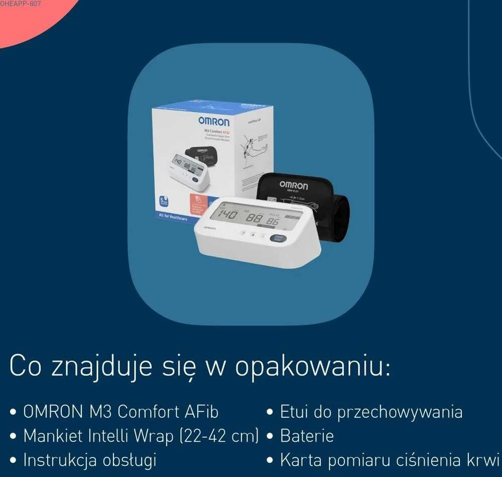 OMRON M3 COMFORT AFIB kraujospūdžio matuoklis + maitinimo šaltinis