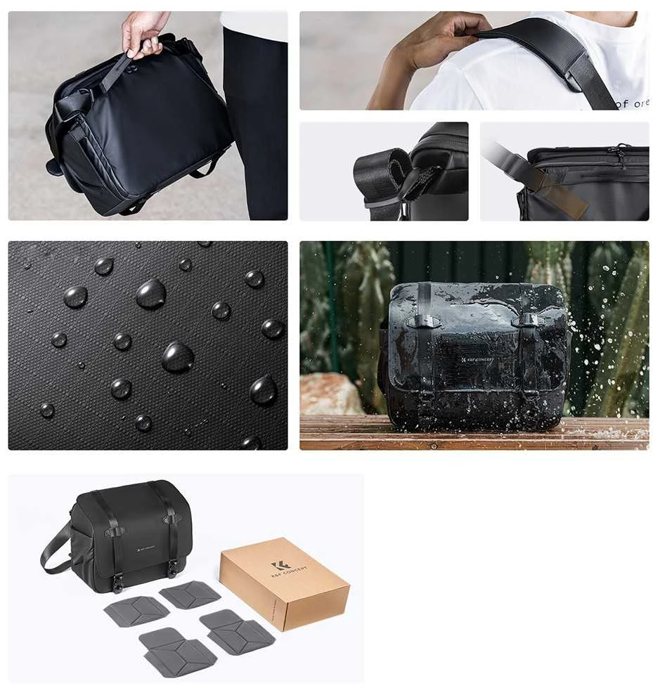 Krepšys - K&F Concept Urban Wander 10L Kuprinė, Atspari Vandeniui, Juoda