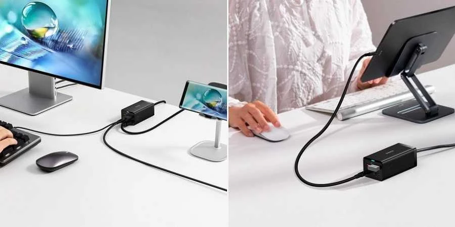 Baseus GaN5 Pro sieninis įkroviklis 2xUSB-C + USB + HDMI, 67 W (juodas)