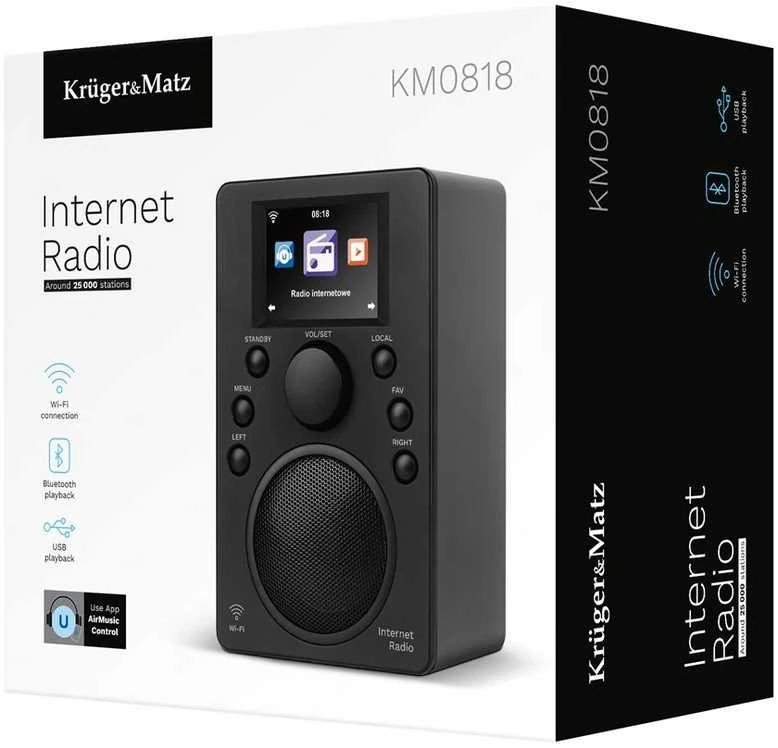 Kruger & Matz Krüger&Matz KM0818.1 Internet Radio Juodas