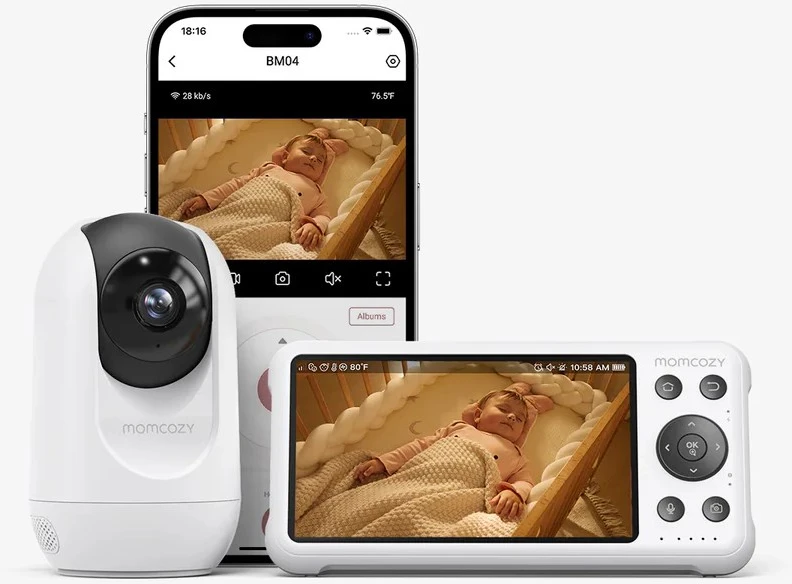 MOMCOZY SMART 5.0 COLIŲ VIDEO AUKLĖ BM04 SU WIFI FUNKCIJA