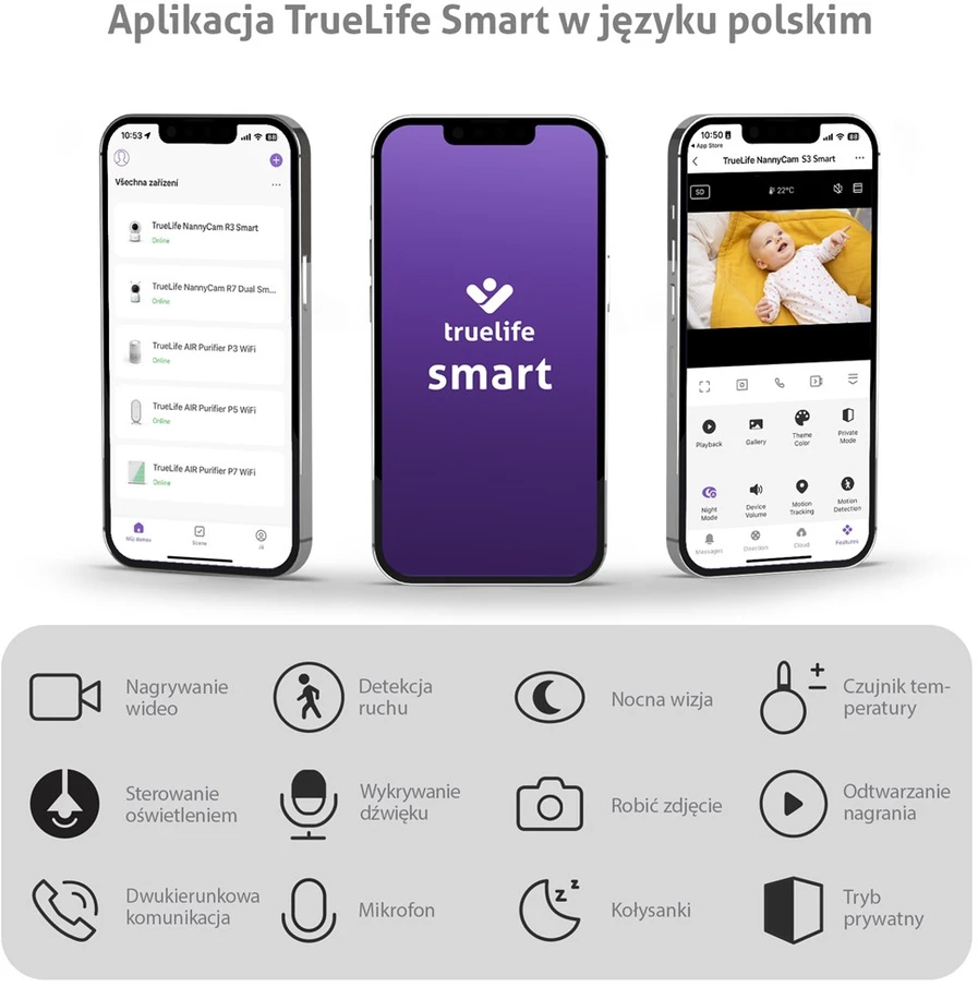 TLF Elektroninė kūdikio stebėjimo TrueLife NannyCam S3 Smart