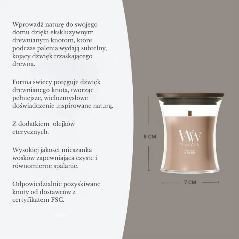 WoodWick Aromatinė žvakė (Mini Cashmere), 85 g