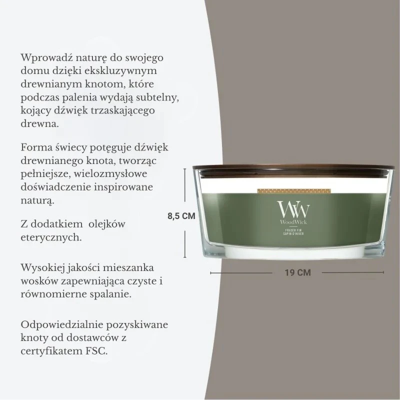 WoodWick Aromatinė žvakė (Frasier Fir), 453,6 g