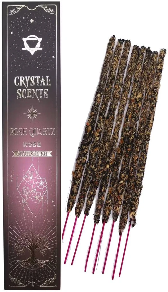 Smilkalai - Crystal Scents Rožių Smilkalai su Rožinio Kvarco Kristalais