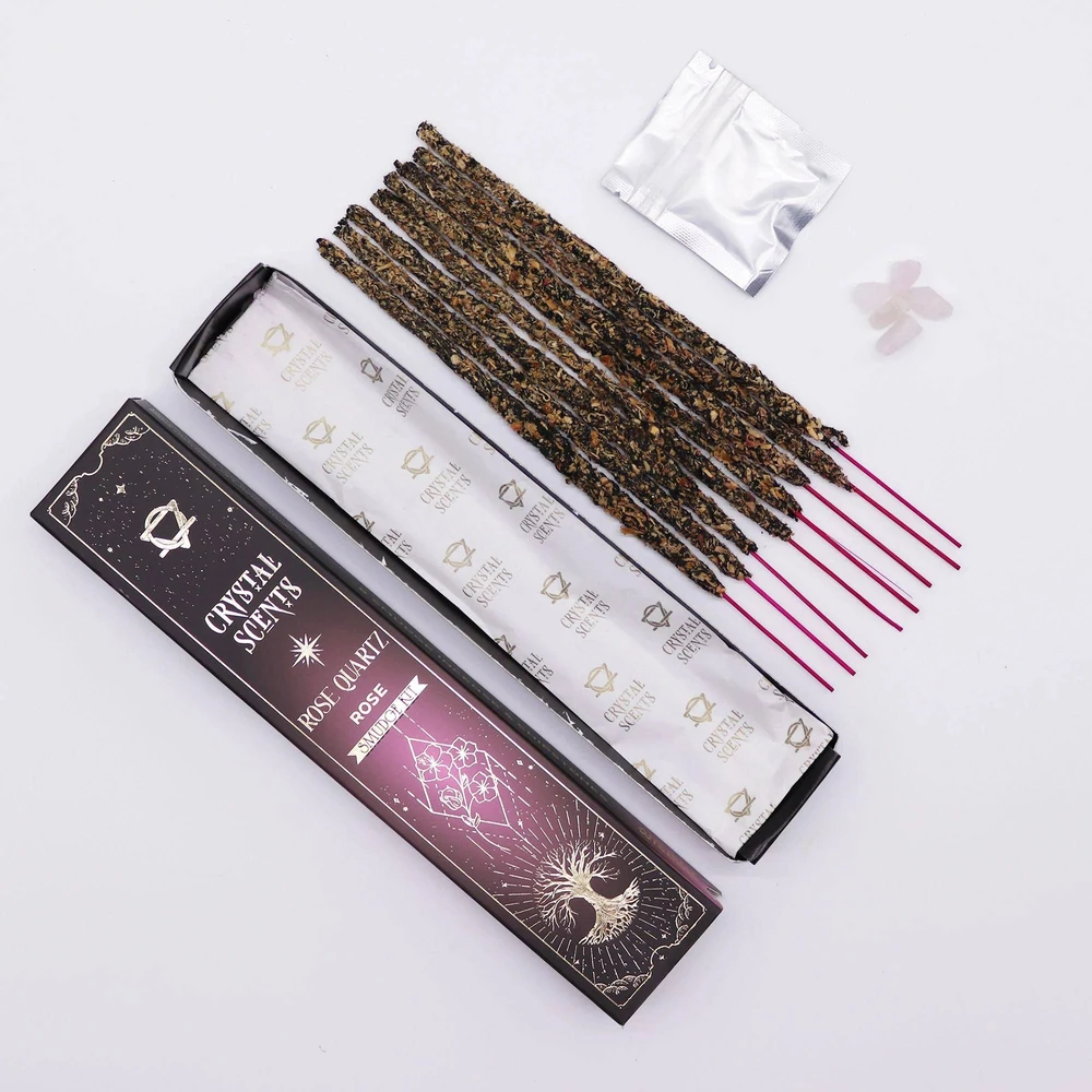 Smilkalai - Crystal Scents Rožių Smilkalai su Rožinio Kvarco Kristalais