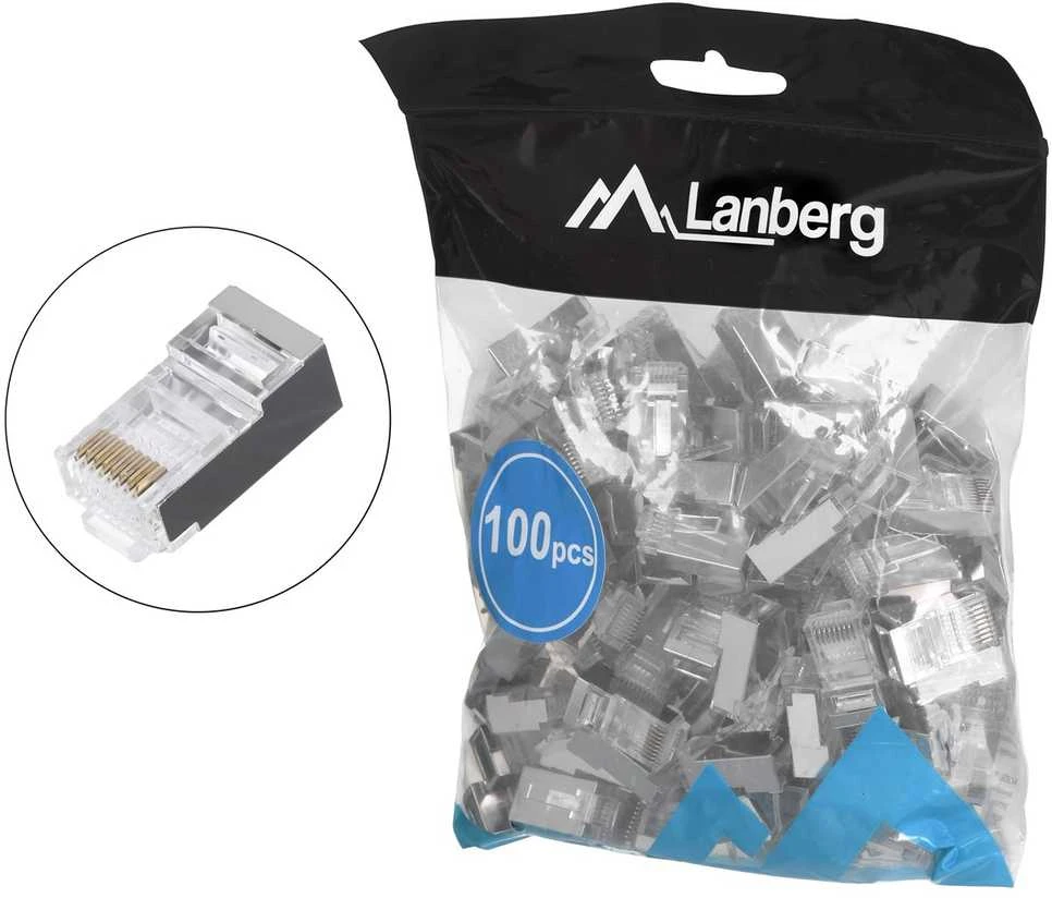 LANBERG PLS-5000EZ „Lanberg Plug RJ-45 FTP CAT5E 8P8C (100PCS) Pass-Trough