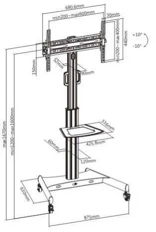 Laikiklis Hismart Mobilus 32"-65" televizoriaus stovas