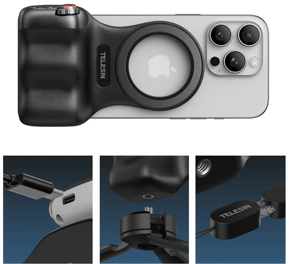 „Telesin MagSafe Fun Shot Grip2“ magnetinis laikiklis (juodas)