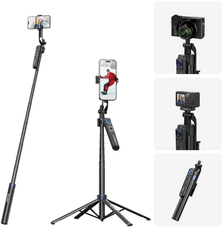 Ulanzi Selfie Stick Tripod 160 Cm Na Telefonas Išmanusis telefonas Kamera + Remote Telesin / Face Tracking / Es-b183 / P3-ms-01 / P3-ms-03