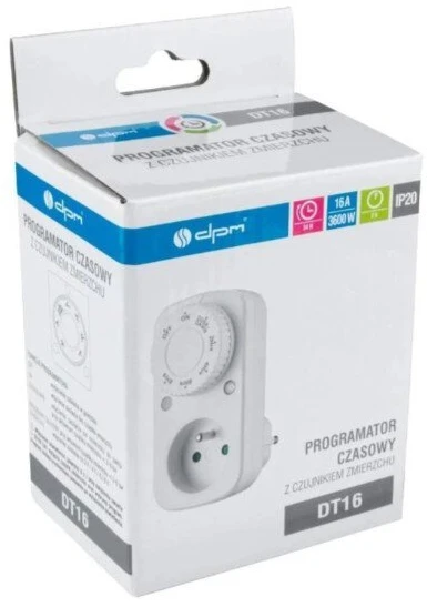 Analoginis laiko programatorius 230V 3600W su sutemų jutikliu - DPM DT16