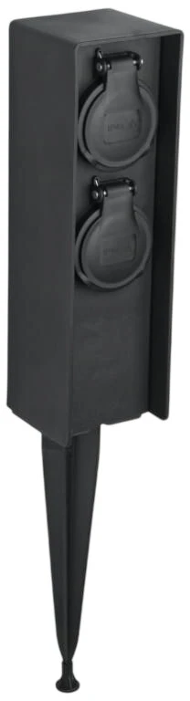Lauko Elektros Lizdų Stovas - DPM FMG0002 2 Lizdų 3680 W IP44 Sodo Maitinimo Stovas, Juodas