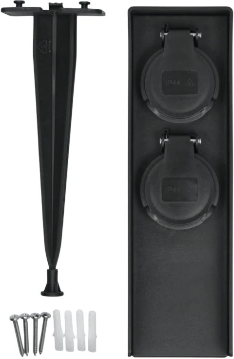 Lauko Elektros Lizdų Stovas - DPM FMG0002 2 Lizdų 3680 W IP44 Sodo Maitinimo Stovas, Juodas