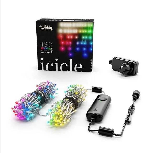 Kalėdinė lempučių girlianda Twinkly Icicle 190 Special LED RGB+W, varvekliai, daugiaspalvė