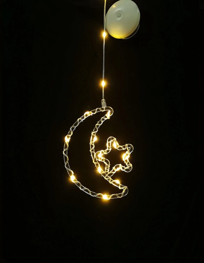LED Lempa - Modee ML-C4011 15 LED Šiltos Baltos Spalvos Pusmėnulio Ir Žvaigždės Langų Dekoracija