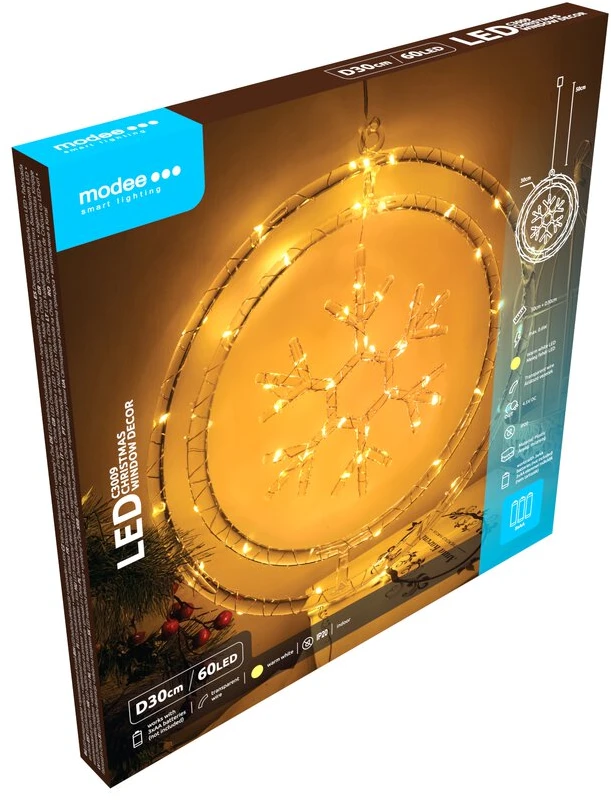 LED Lemputė - Modee ML-C3009 Šiltai Balta 60 LED Varpo Dekoracija 30 cm 80 cm 50 cm IP20, Maitinama Baterijomis, Šiltai Balta