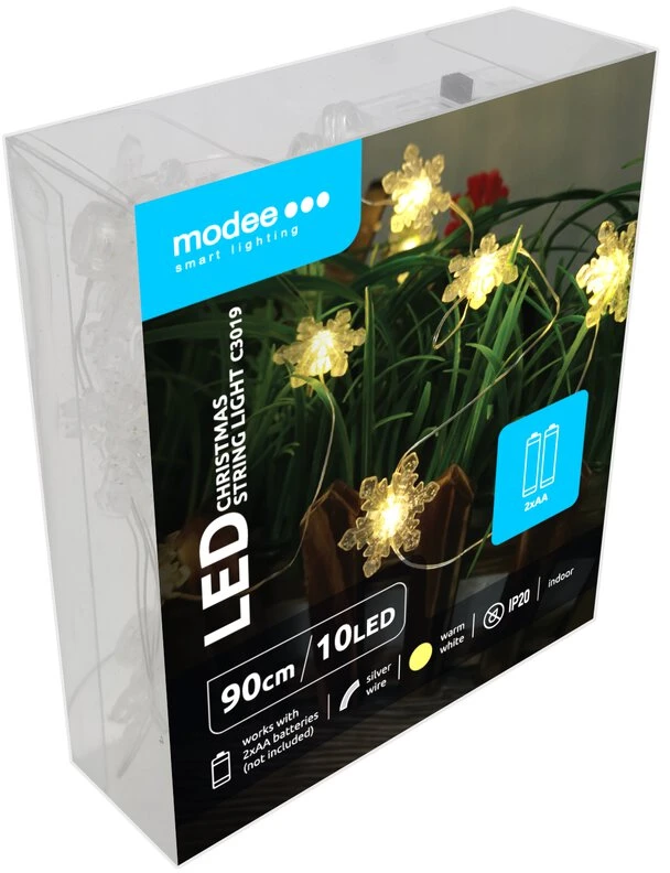 LED lemputė - Modee ML-C3019 10 LED šiltai baltos snaigių girliandos