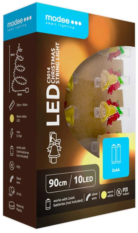 LED lemputės - Modee ML-C3014 šiltai baltos 10 LED 0,9 m girliandos