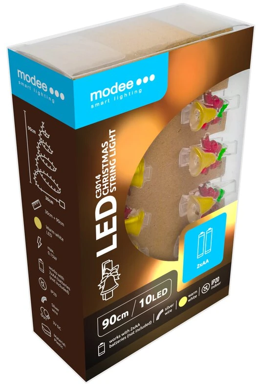 LED lemputės - Modee ML-C3014 šiltai baltos 10 LED 0,9 m girliandos