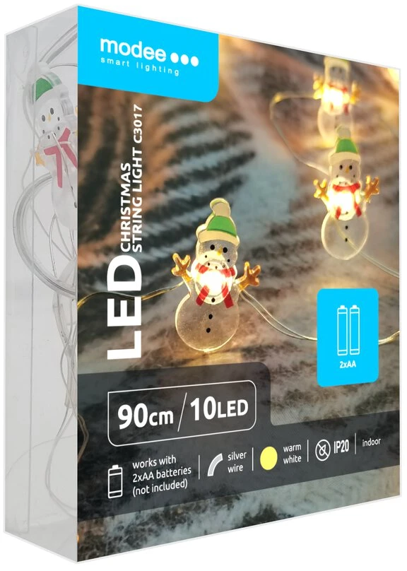 LED lemputės - Modee ML-C3017 10 LED šiltai baltos sniego senio girliandos lemputės