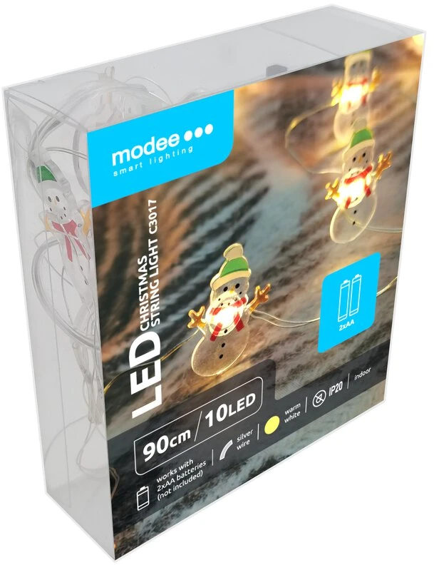 LED lemputės - Modee ML-C3017 10 LED šiltai baltos sniego senio girliandos lemputės
