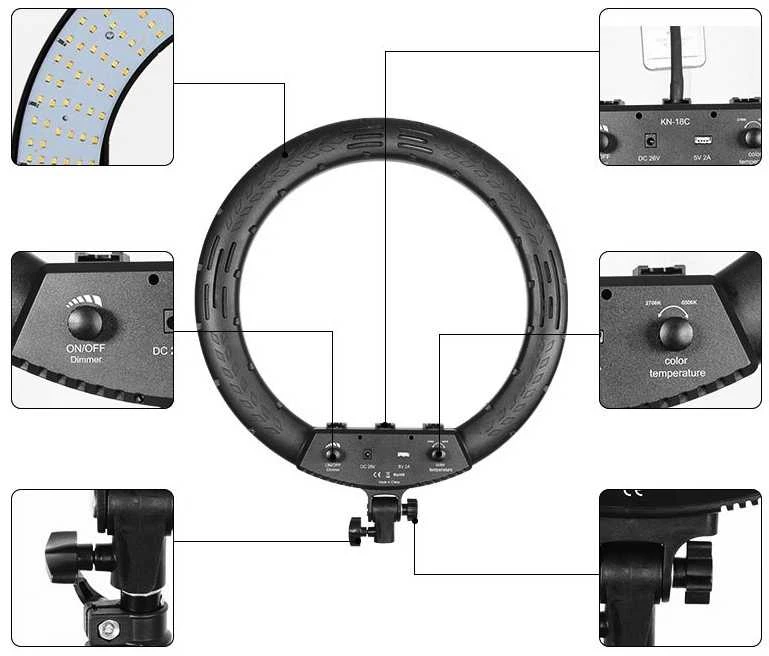 LED Šviestuvas - MITOYA MTY-18C 45cm 2700-6500K 240 SMD LED su Nuotolinio Valdymo Pultu