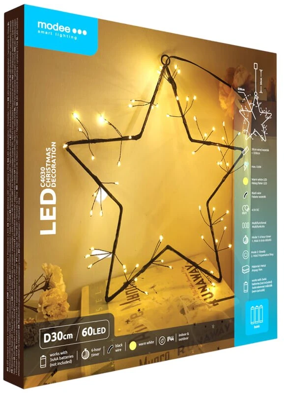 LED Šviestuvas - Modee C4030 30 cm 60 LED Žvaigždės Dekoracija Šiltai Balta