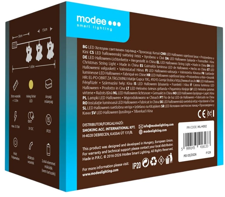 LED šviestuvas - Modee H002 1,65 m šiltos spalvos 10 LED girlianda