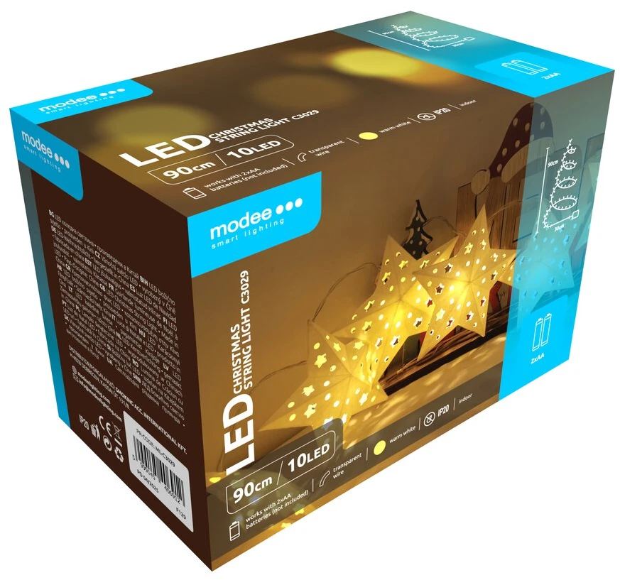 LED šviestuvas - Modee Lighting ML-C3029 0,9 m šiltai baltos spalvos 10 LED lempučių girlianda