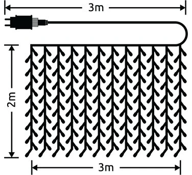 LED užuolaidinės lemputės - Modee ML-C3002 šiltos 192 LED 3 × 2 m užuolaidinės lemputės