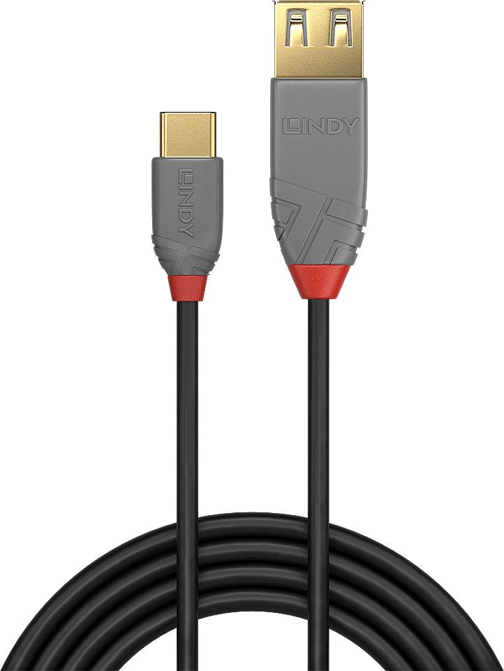 Lindy adapteris - Anthra Line 0.15m USB 2.0 Type C M/F 480Mbps