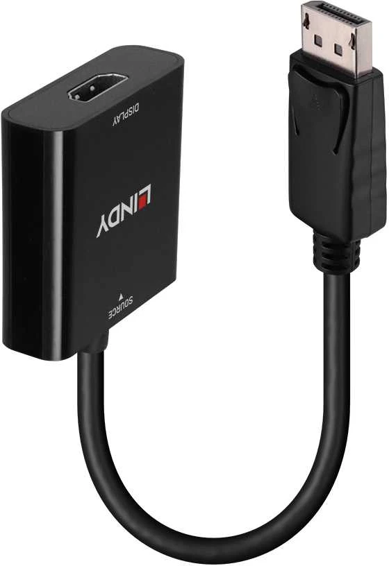 Adapteris - LINDY DisplayPort 1.2 į HDMI 4K 60Hz Aktyvus Adapteris Konverteris, 3840x2160@60Hz, 100 mm, Juodas