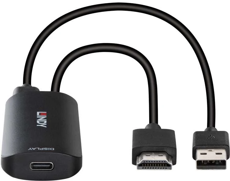 LINDY HDMI į USB-C vaizdo adapteris su USB jungtimi