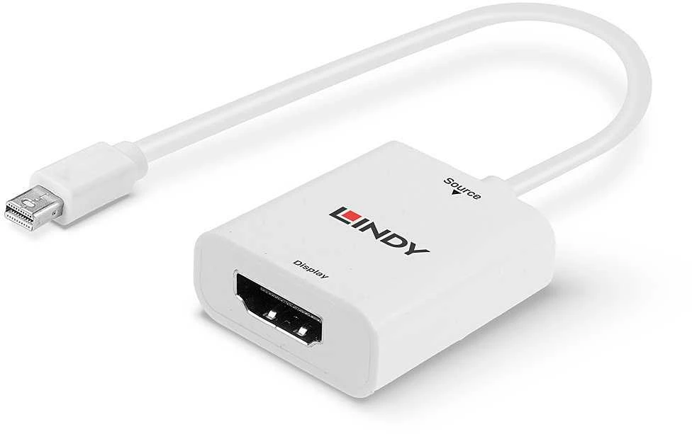 Adapteris - LINDY Mini DisplayPort 1.2 į HDMI 4K 60Hz Aktyvus Adapteris Konverteris, Baltas